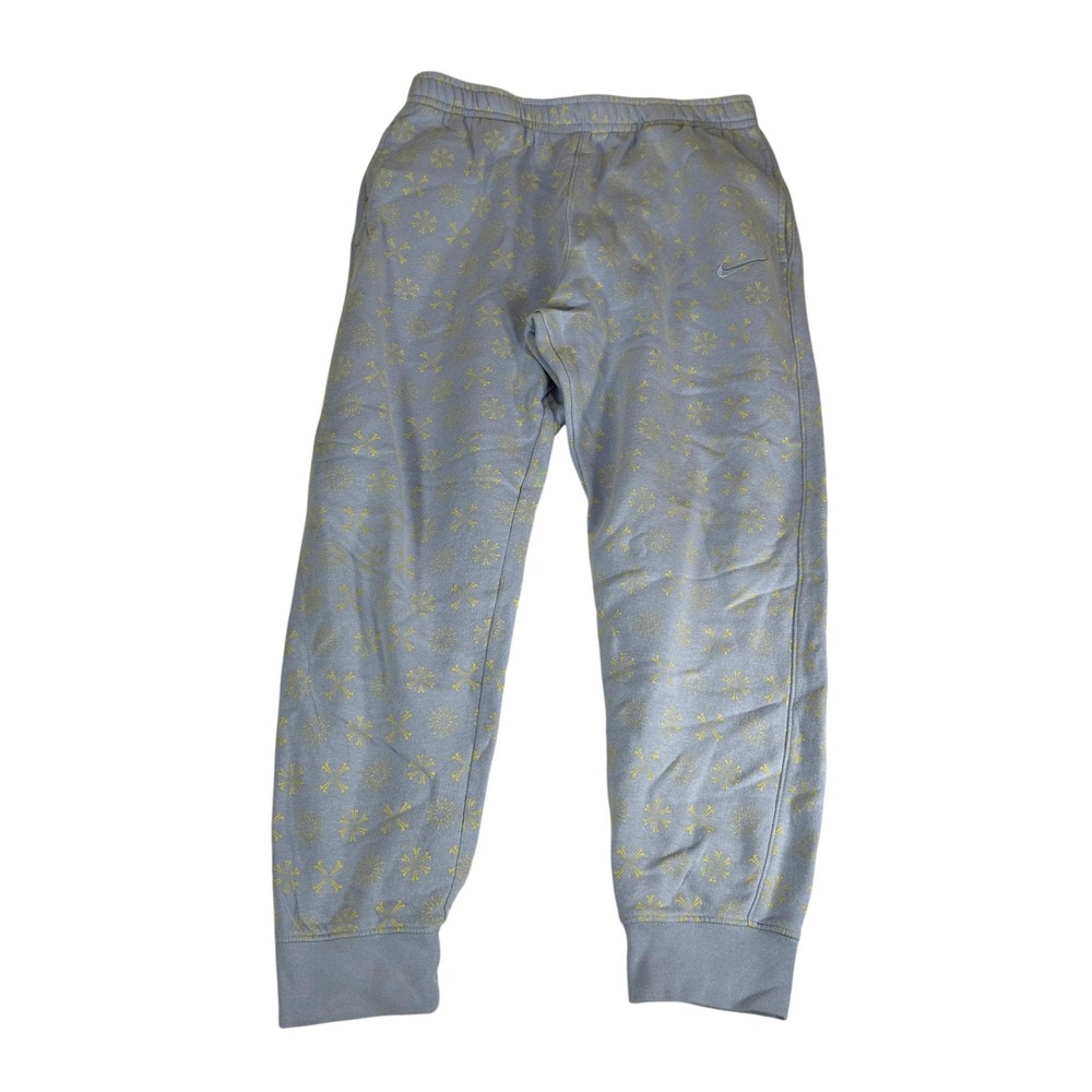 Nike Sportswear Mens M Blue Yellow Allover Graphic Fleece Joggers Sweatpants